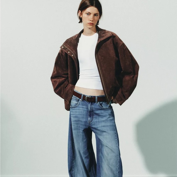 Zara Jackets & Blazers - Zara Oversized Brown Genuine Suede 100% Leather Jacket NWOT size XS